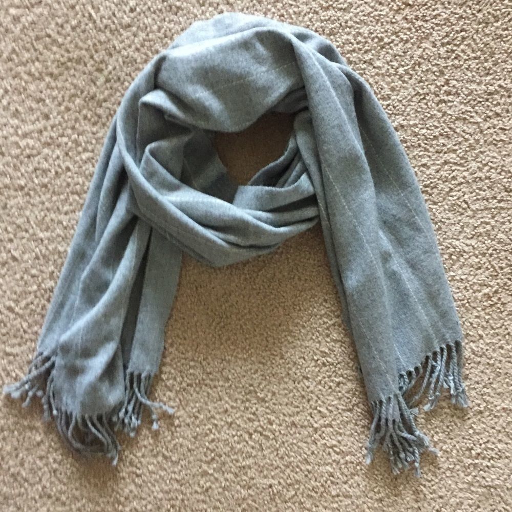 H&M Gray & White Thin Striped Scarf